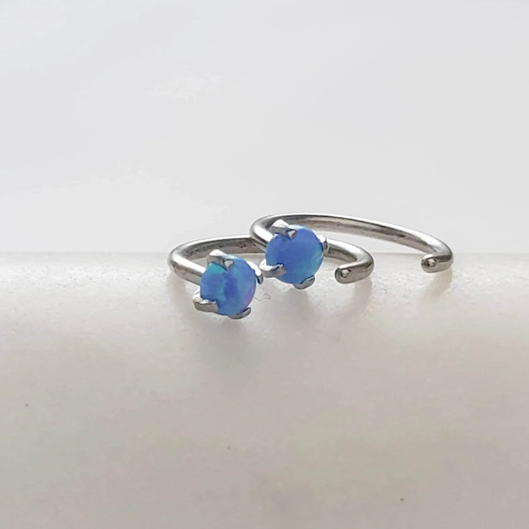 Delicate Opal Hug Hoops