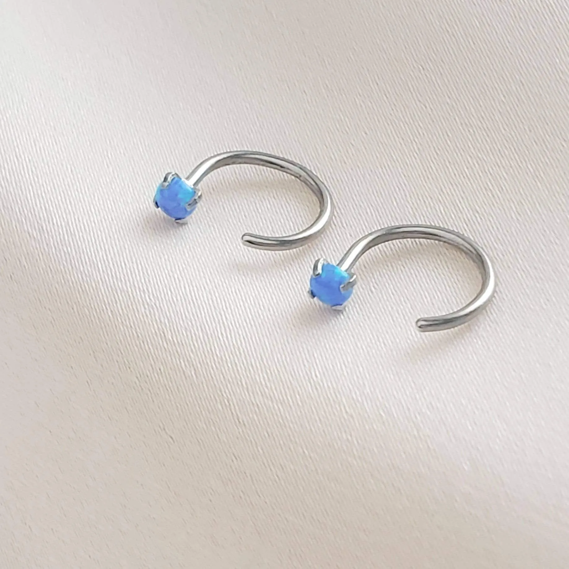 Delicate Opal Hug Hoops
