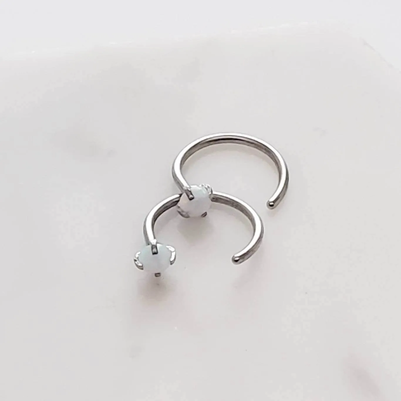 Delicate Opal Hug Hoops