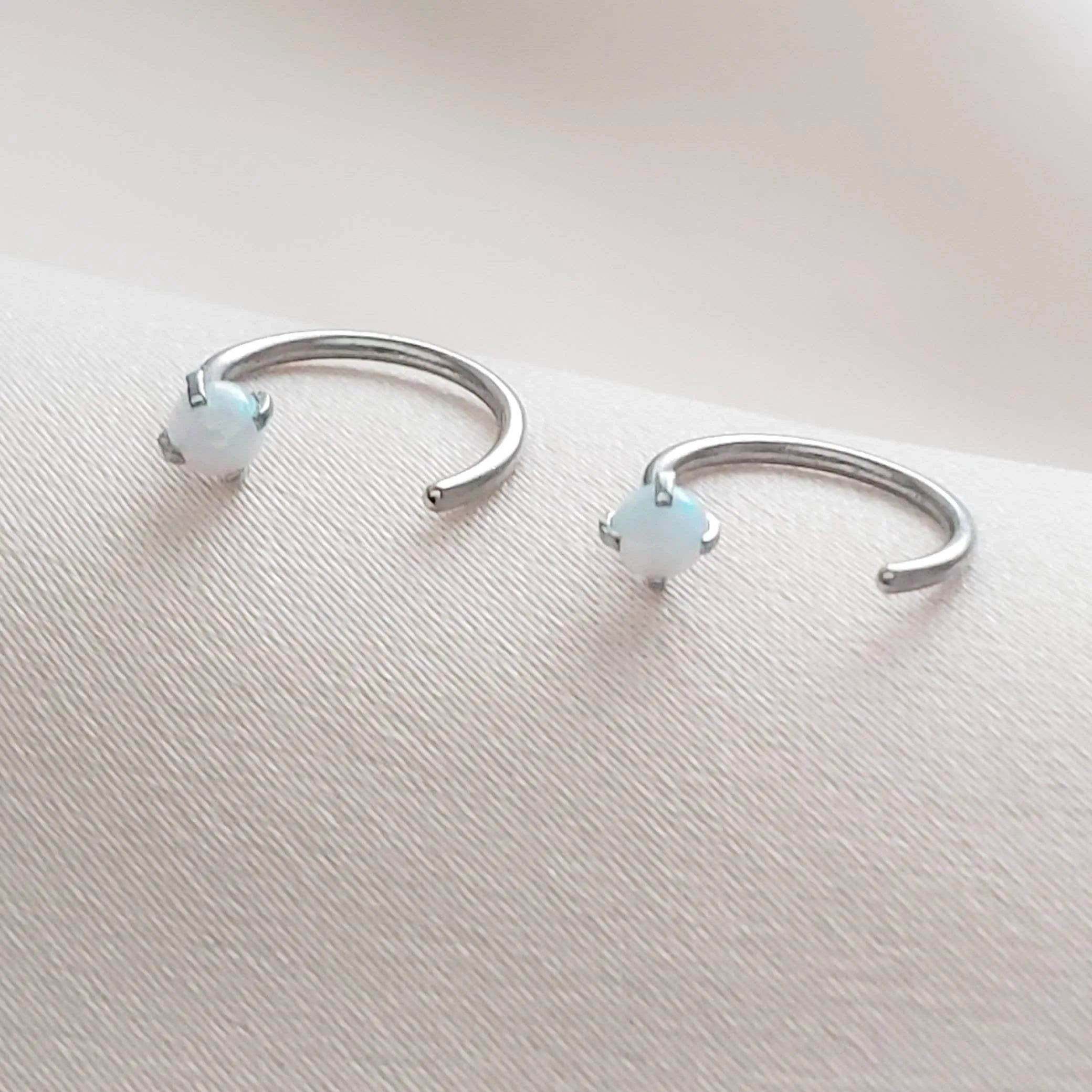 Delicate Opal Hug Hoops