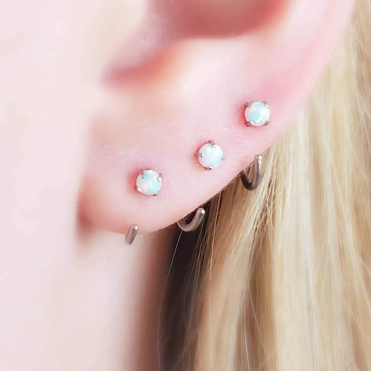 Delicate Opal Hug Hoops