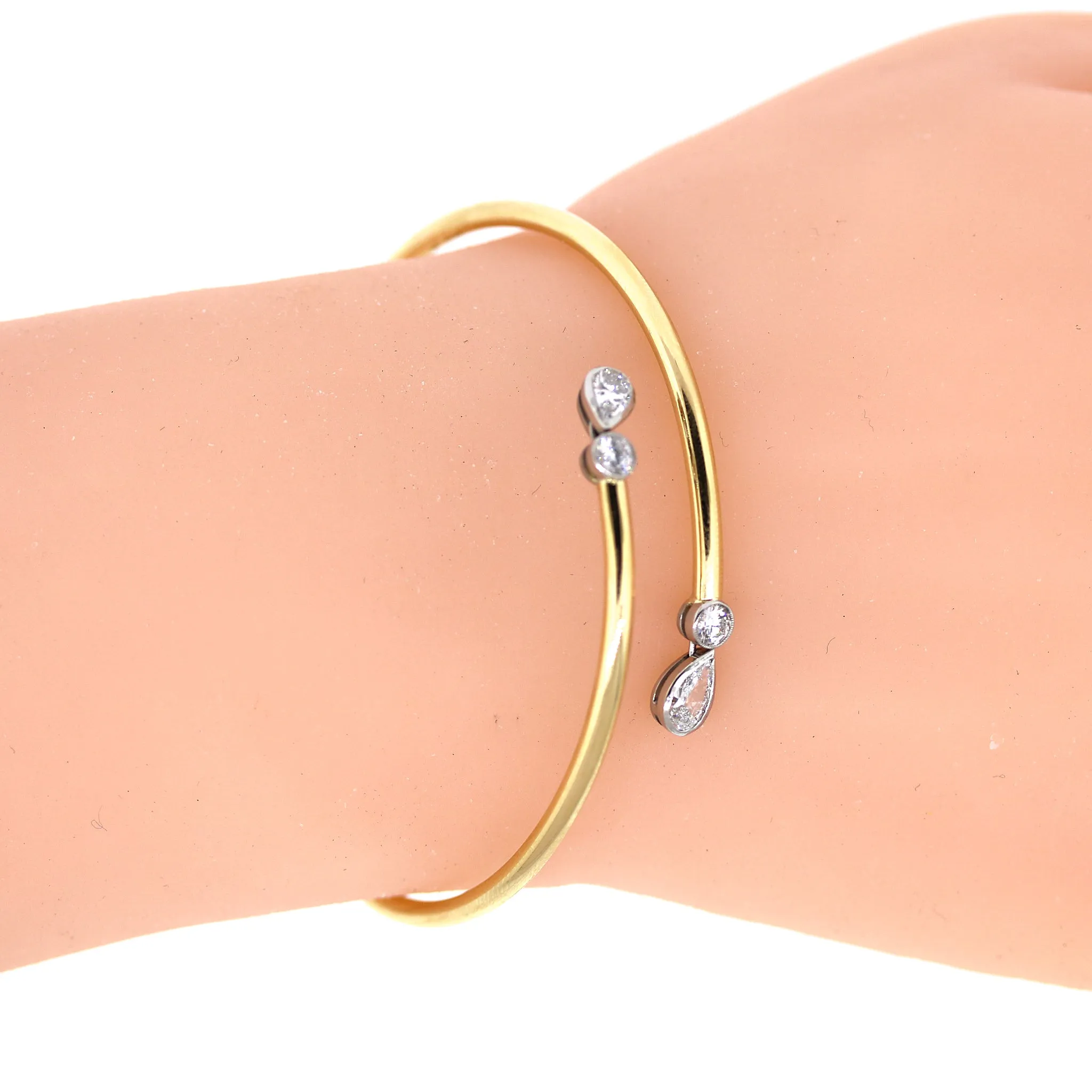 Diamond & Platinum Slip-on Bracelet in 18k Gold