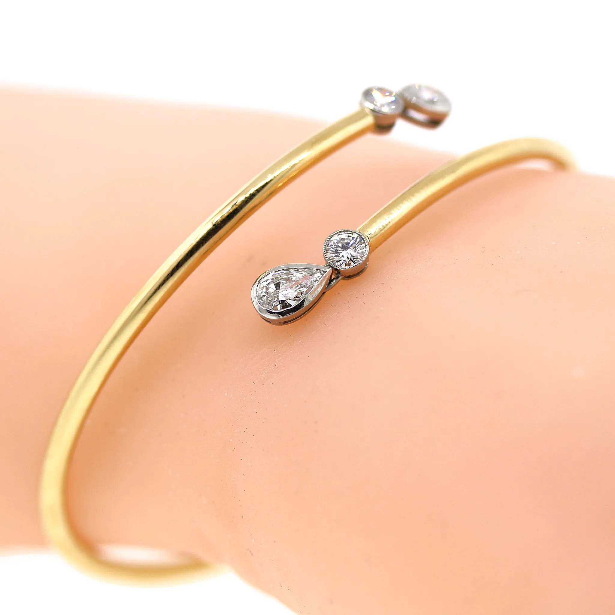 Diamond & Platinum Slip-on Bracelet in 18k Gold
