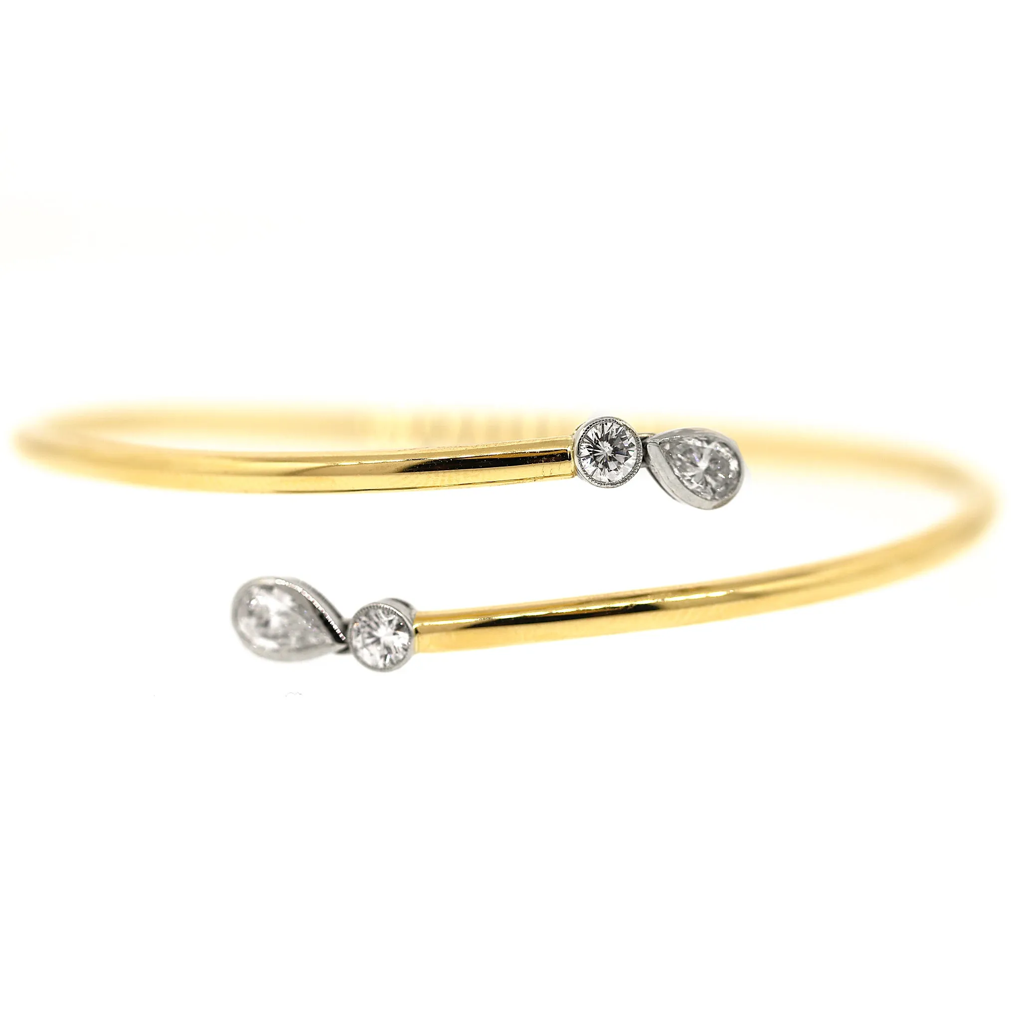 Diamond & Platinum Slip-on Bracelet in 18k Gold