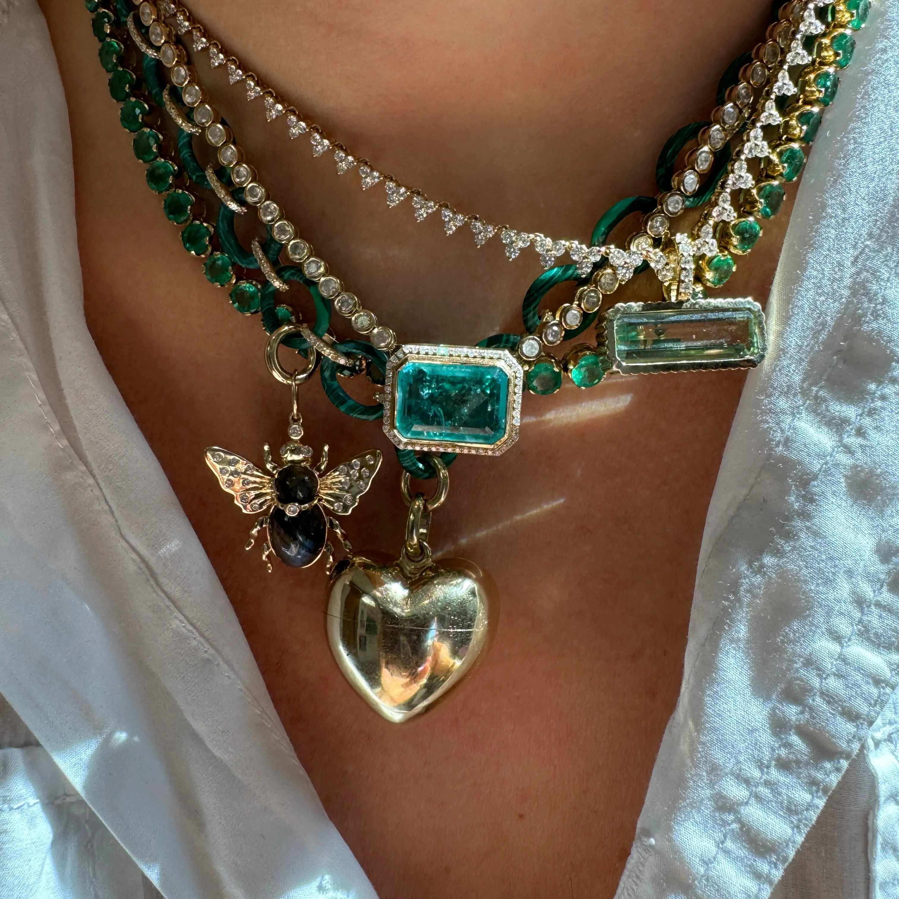 Dream in Technicolor Aquamarine & Diamond Charm Pendant
