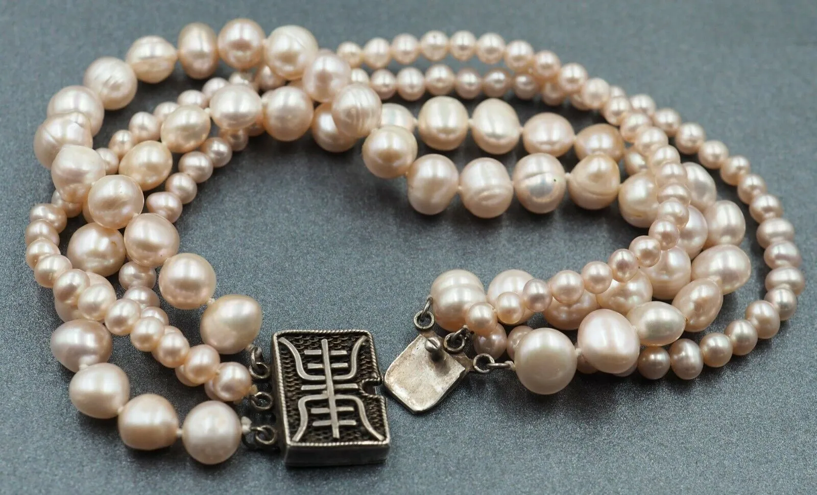 Dyed Freshwater Pearl Sterling Silver Four Strand Bracelet