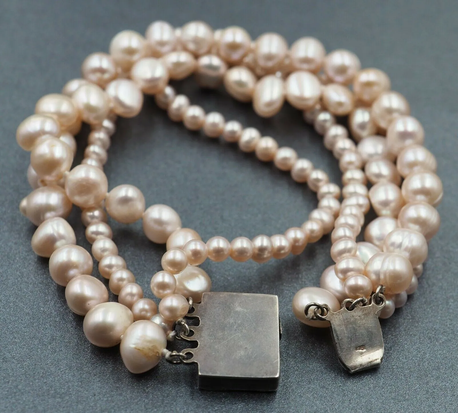 Dyed Freshwater Pearl Sterling Silver Four Strand Bracelet