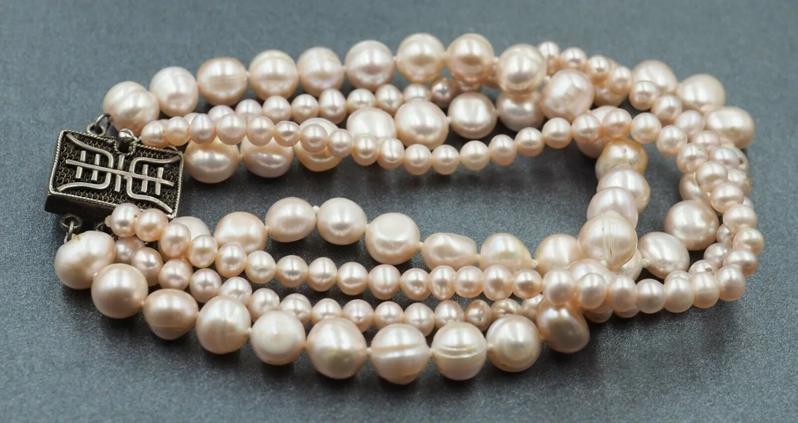 Dyed Freshwater Pearl Sterling Silver Four Strand Bracelet