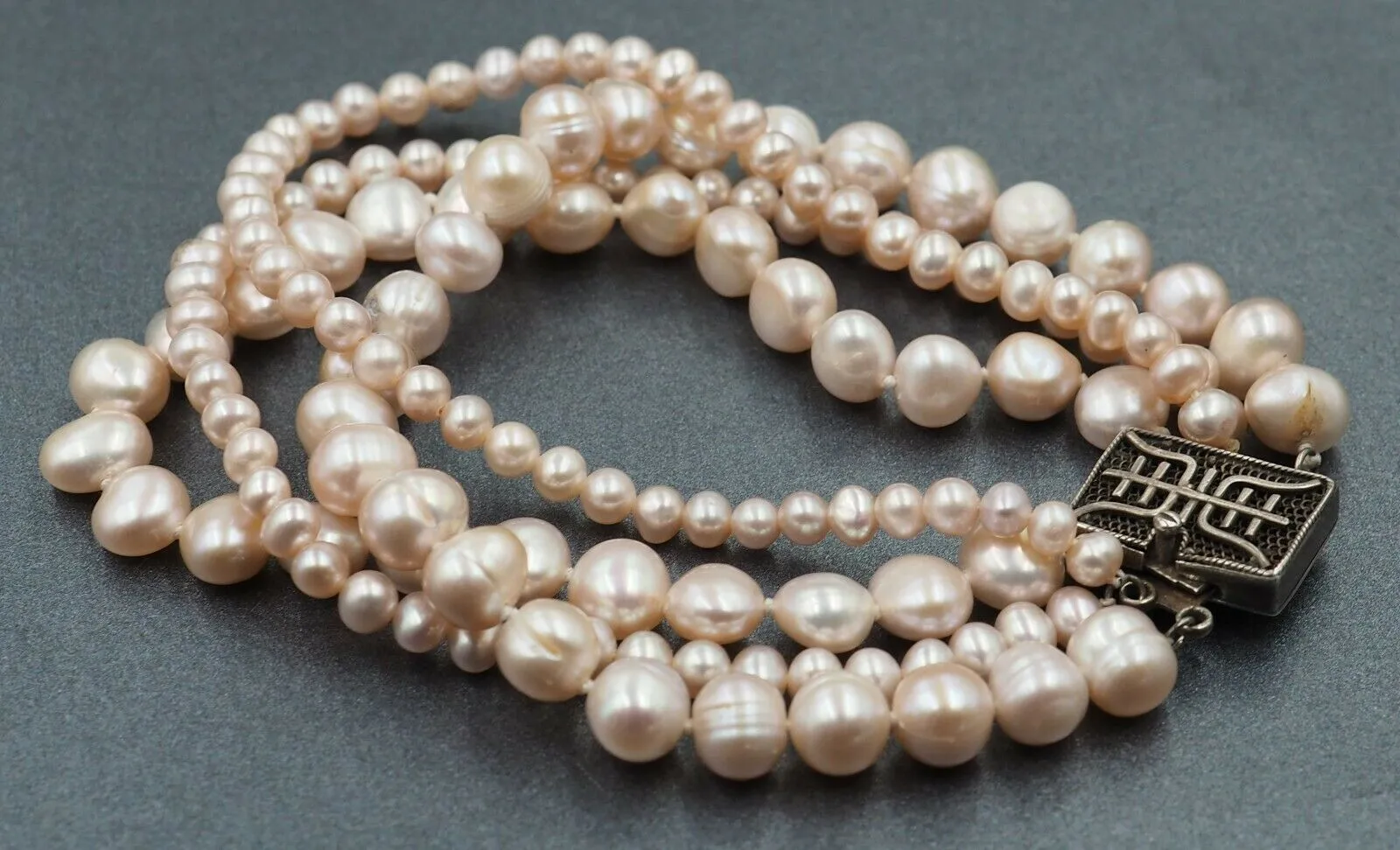 Dyed Freshwater Pearl Sterling Silver Four Strand Bracelet