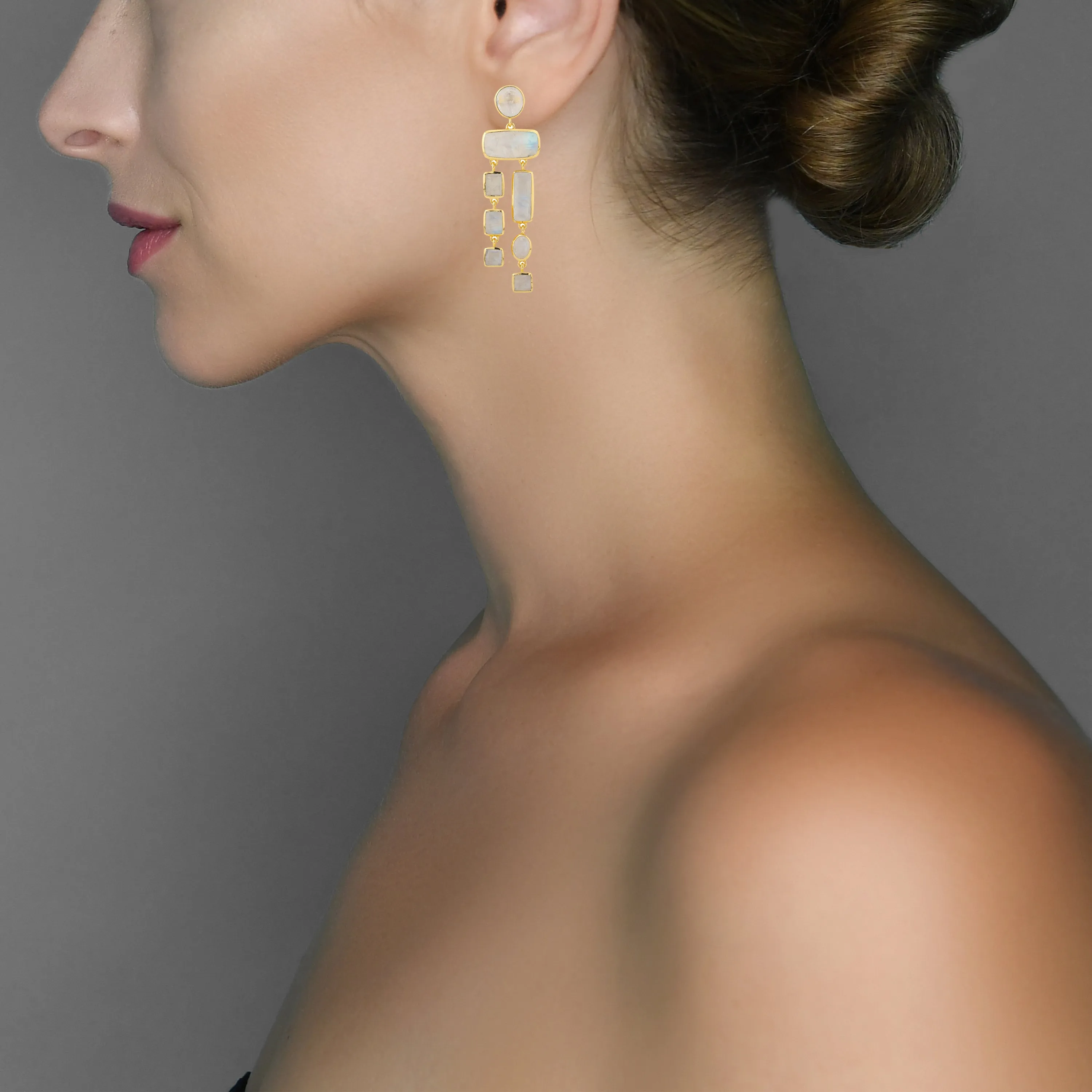 Earrings - Chandelier in Moonstone