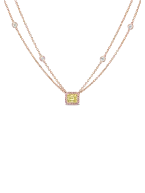 East West Style Yellow and Pink Diamond Necklace
