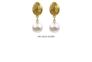 EB2101M 18k Gold Plated Pearl Ball Drop Earring