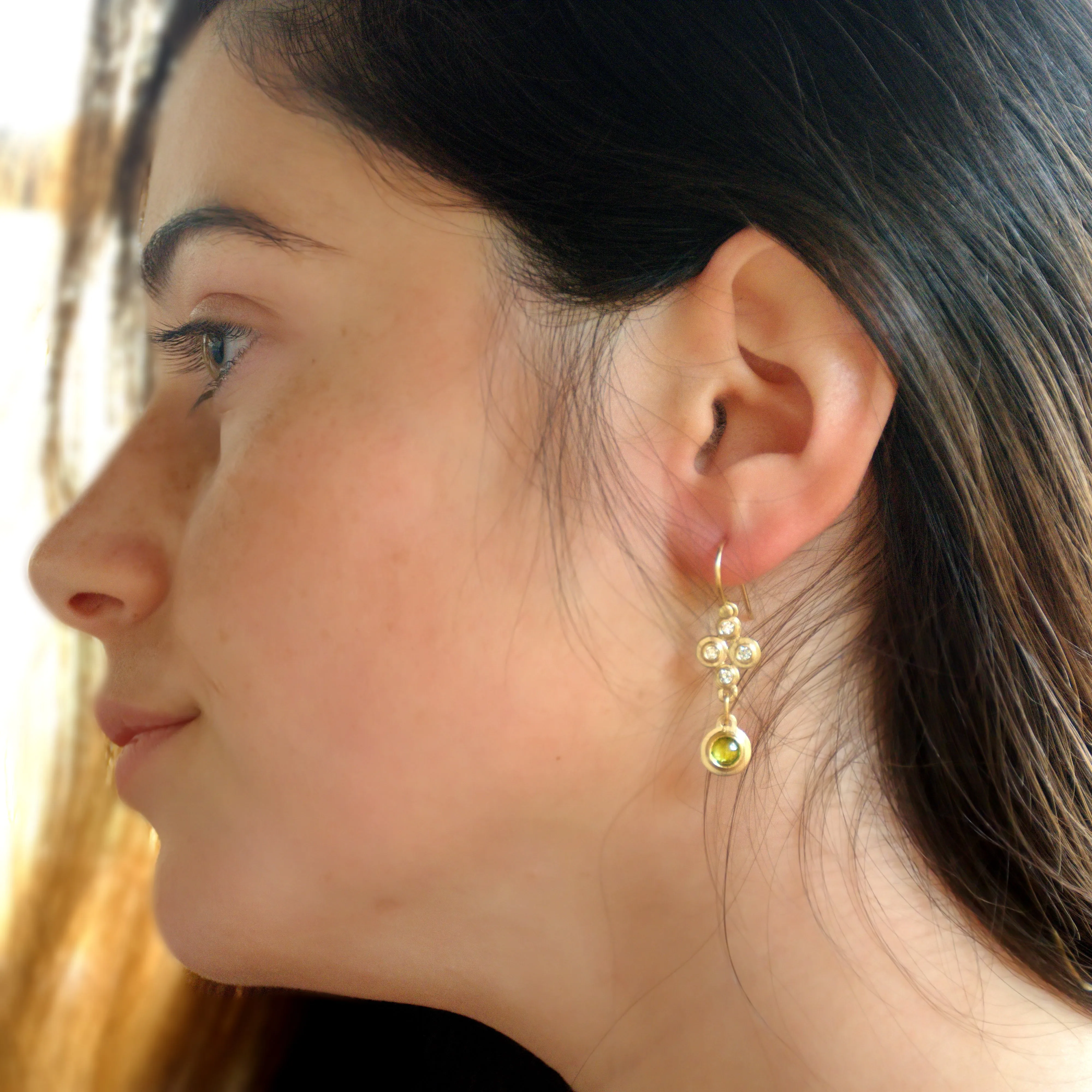 EG2237 Peridot and Diamonds Chandelier Earrings
