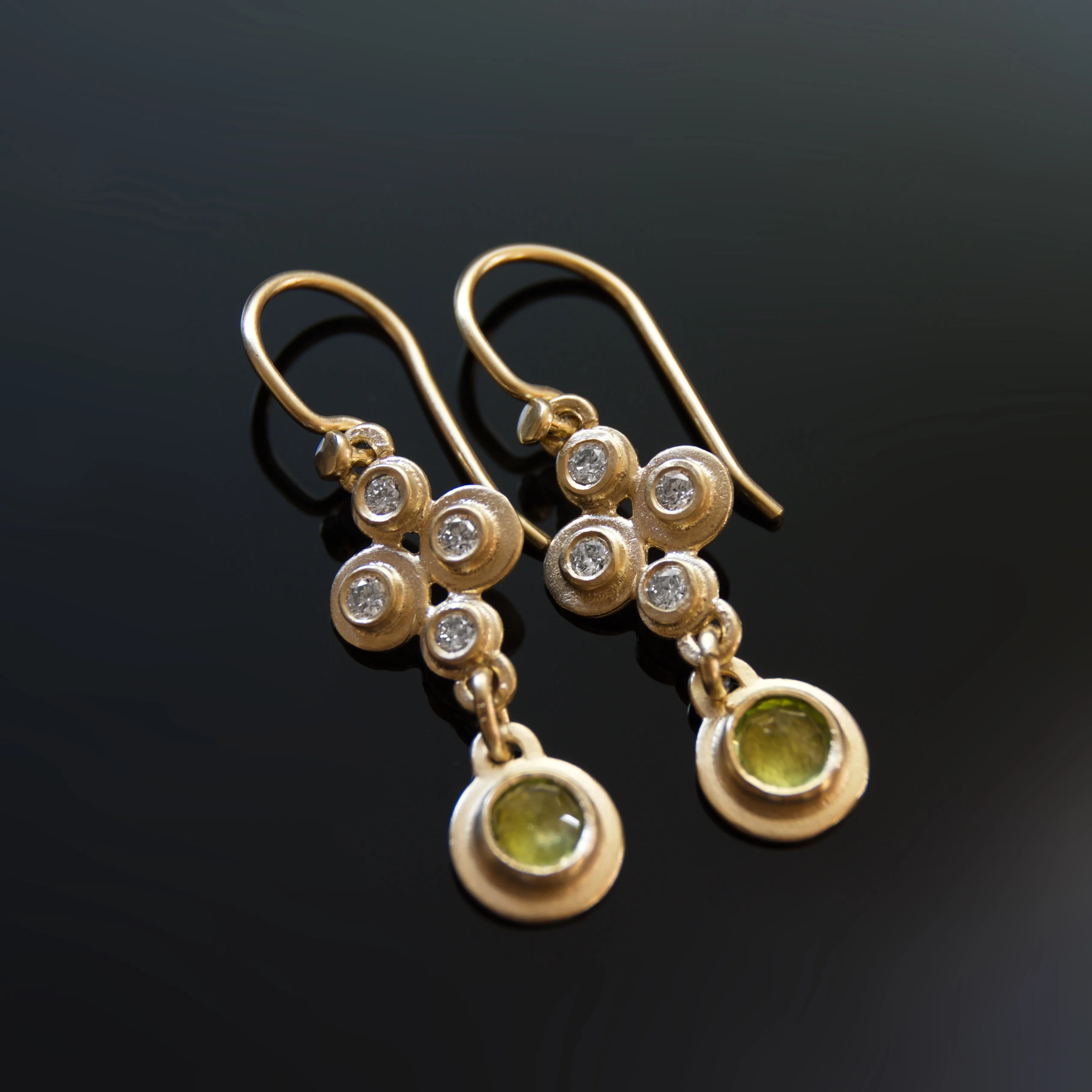 EG2237 Peridot and Diamonds Chandelier Earrings
