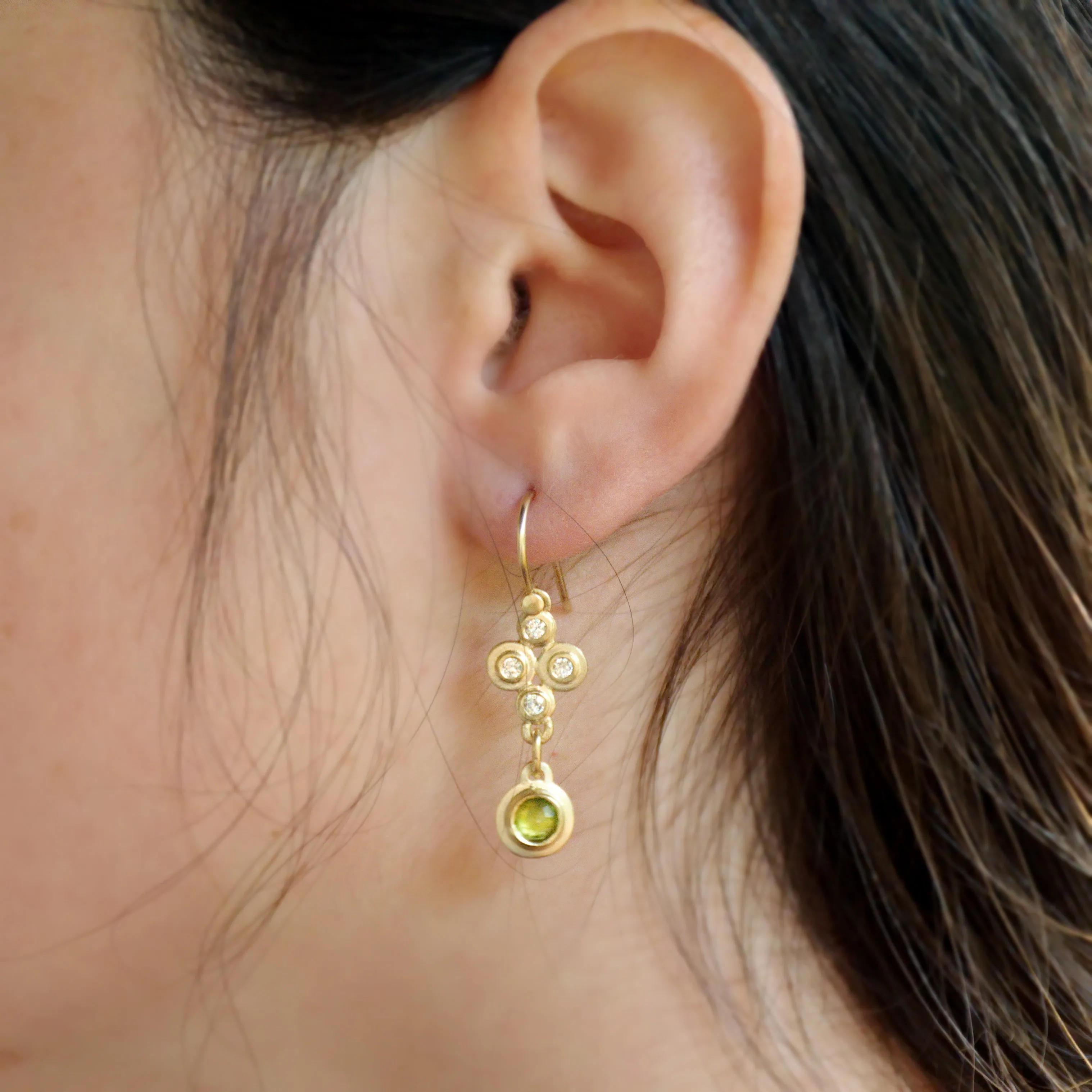 EG2237 Peridot and Diamonds Chandelier Earrings