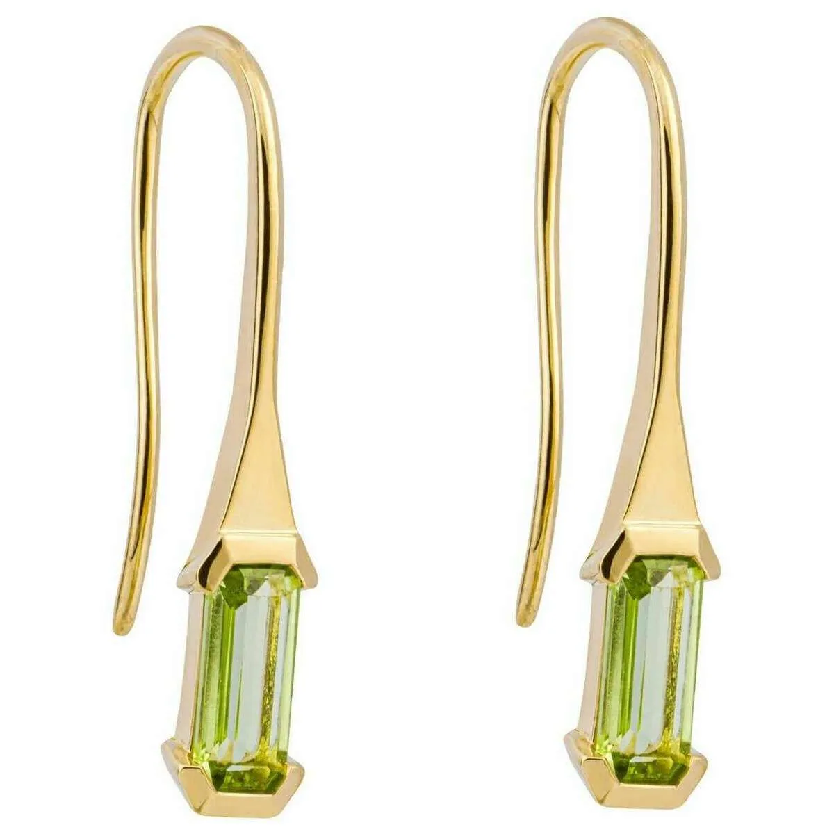 Elements Gold Elongated Peridot Earrings - Gold/Green