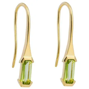 Elements Gold Elongated Peridot Earrings - Gold/Green