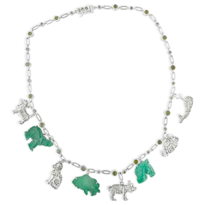 Emerald & Diamond Estate Charm Necklace