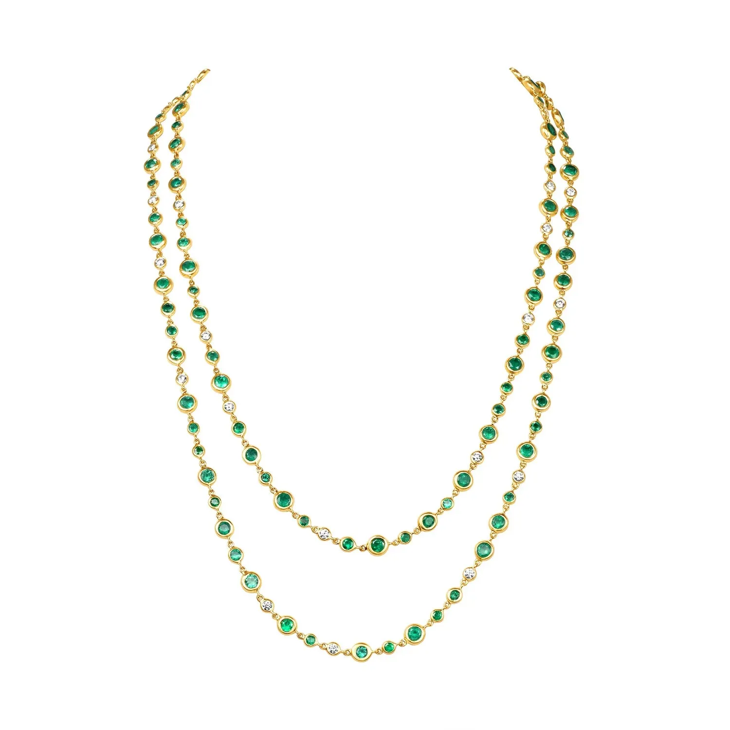 Emerald and Diamond by the Yard Necklace