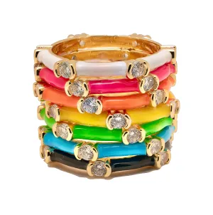 Enamel Stackable Rings - Yellow