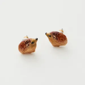 Fable England 1cm Gold Plated Hedgehog Stud Earrings