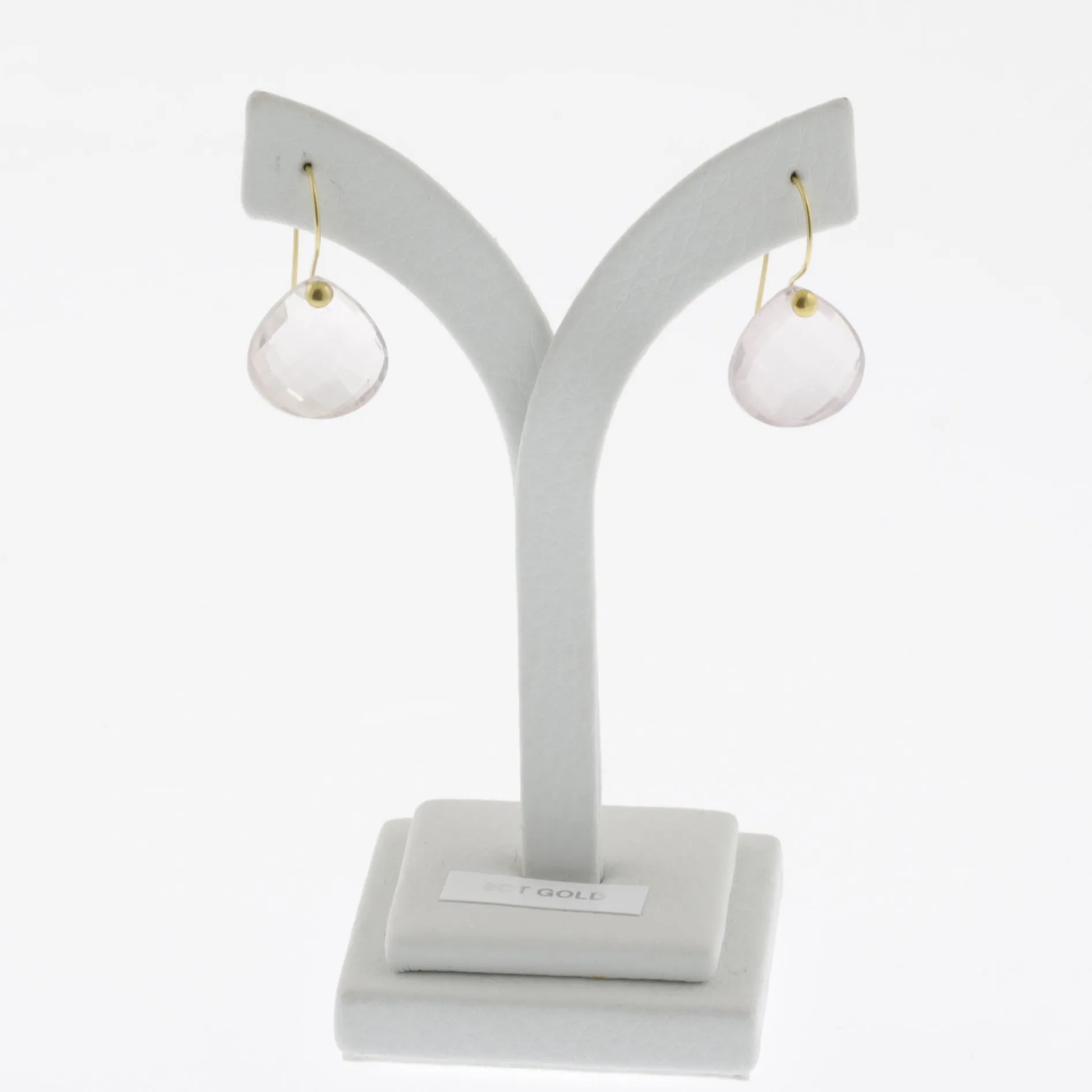 Faceted crystal quartz yellow gold drop earrings