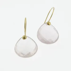 Faceted crystal quartz yellow gold drop earrings