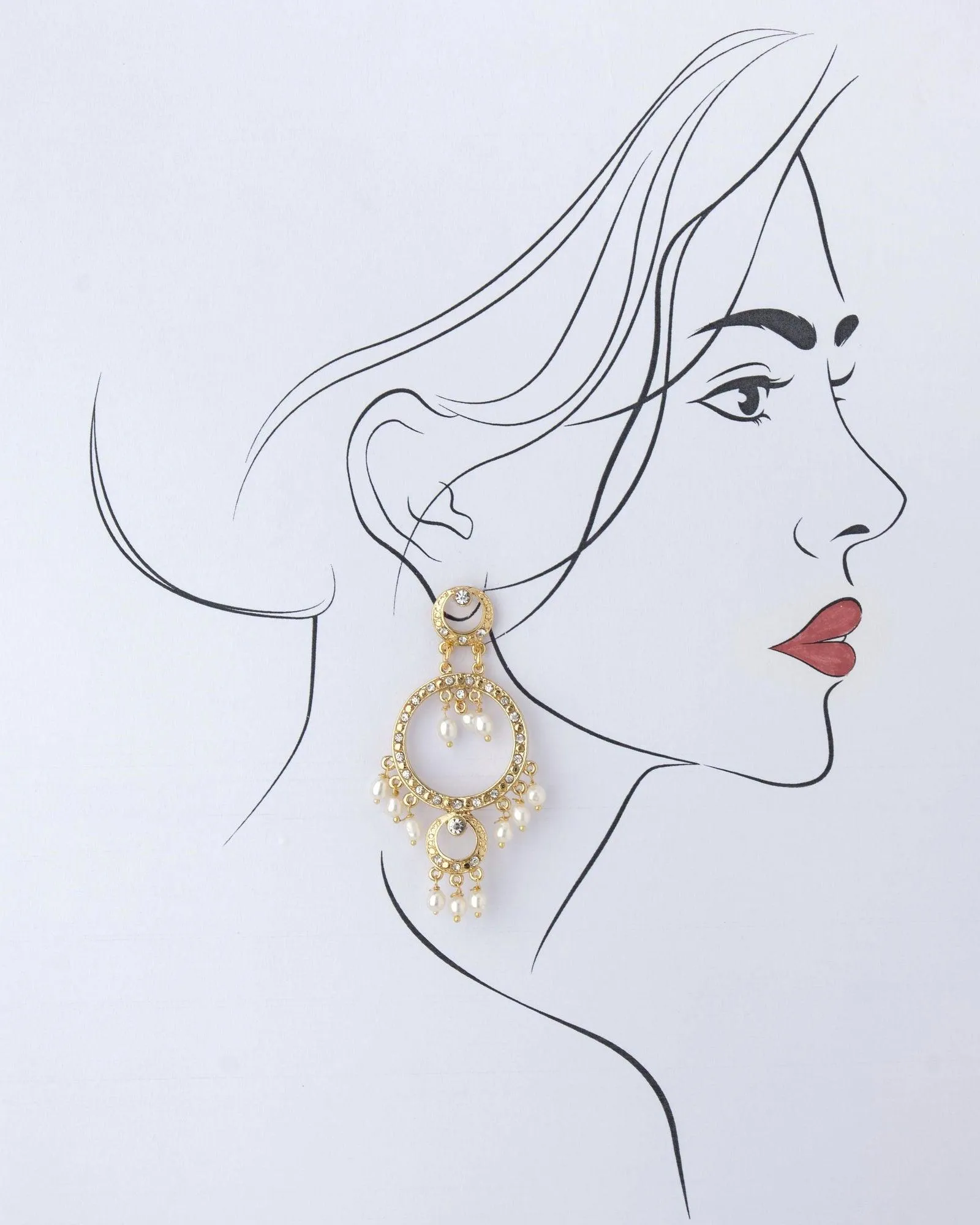 Faiza Pearl Chandeliers Jhumka