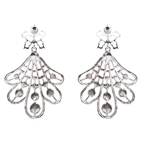 Flare Pearl Crystal Fashion Vintage Earrings Silver