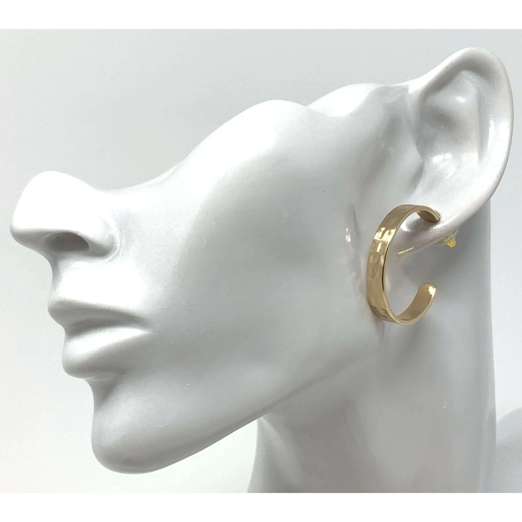 Flat Hammered Hoop Earrings