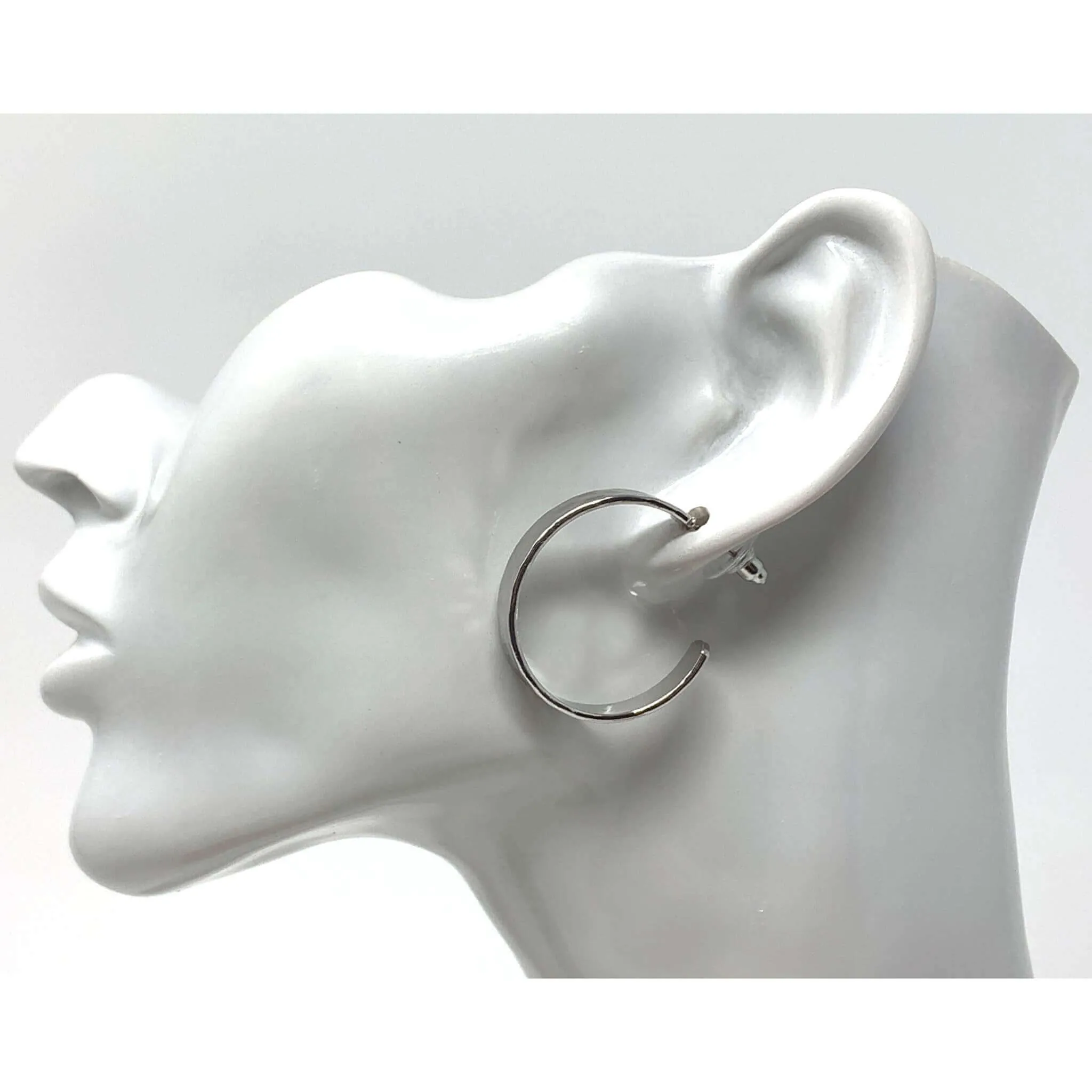 Flat Hammered Hoop Earrings