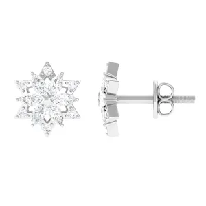 Flower Stud Earrings with Marquise and Round Diamond