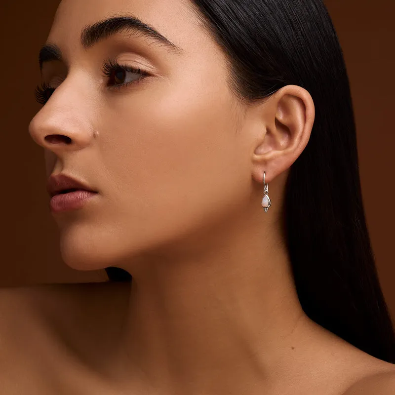 Gaia Earring, White Opal, Silver