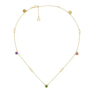 GC Interlocking G 18ct Yellow Gold Multicoloured Gemstone Necklace D