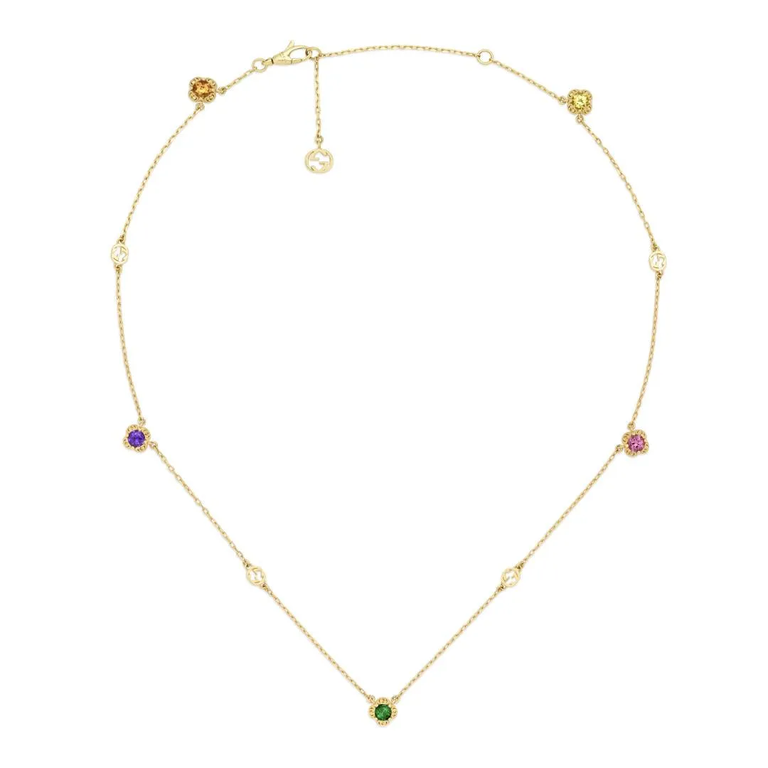 GC Interlocking G 18ct Yellow Gold Multicoloured Gemstone Necklace D