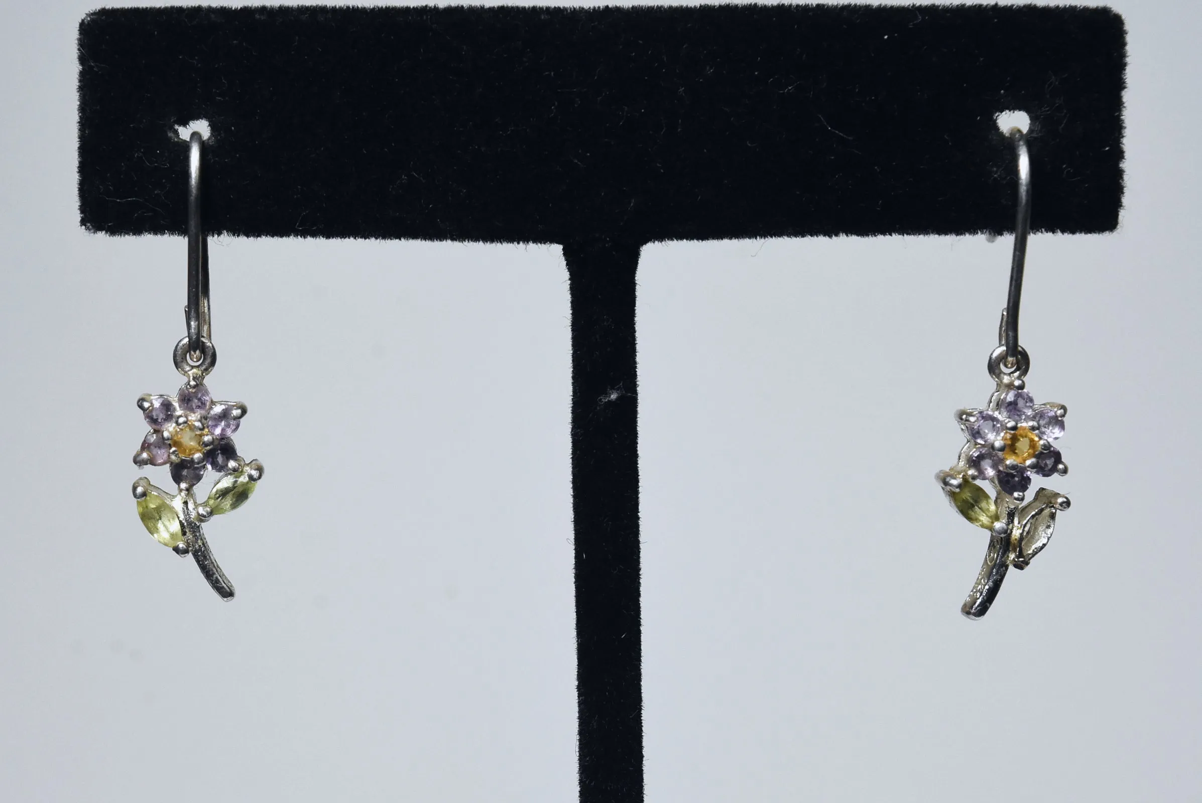 Gemstone Flower Earrings
