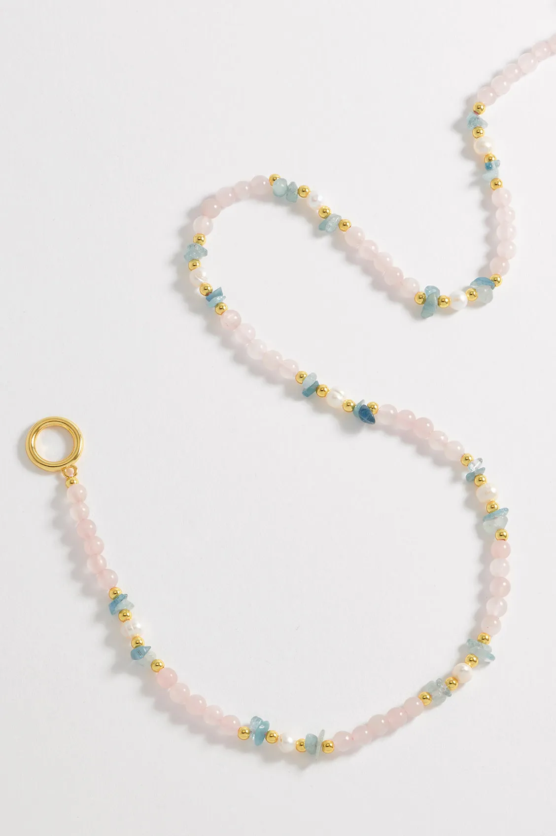 Gemstone Pearl T-Bar Necklace