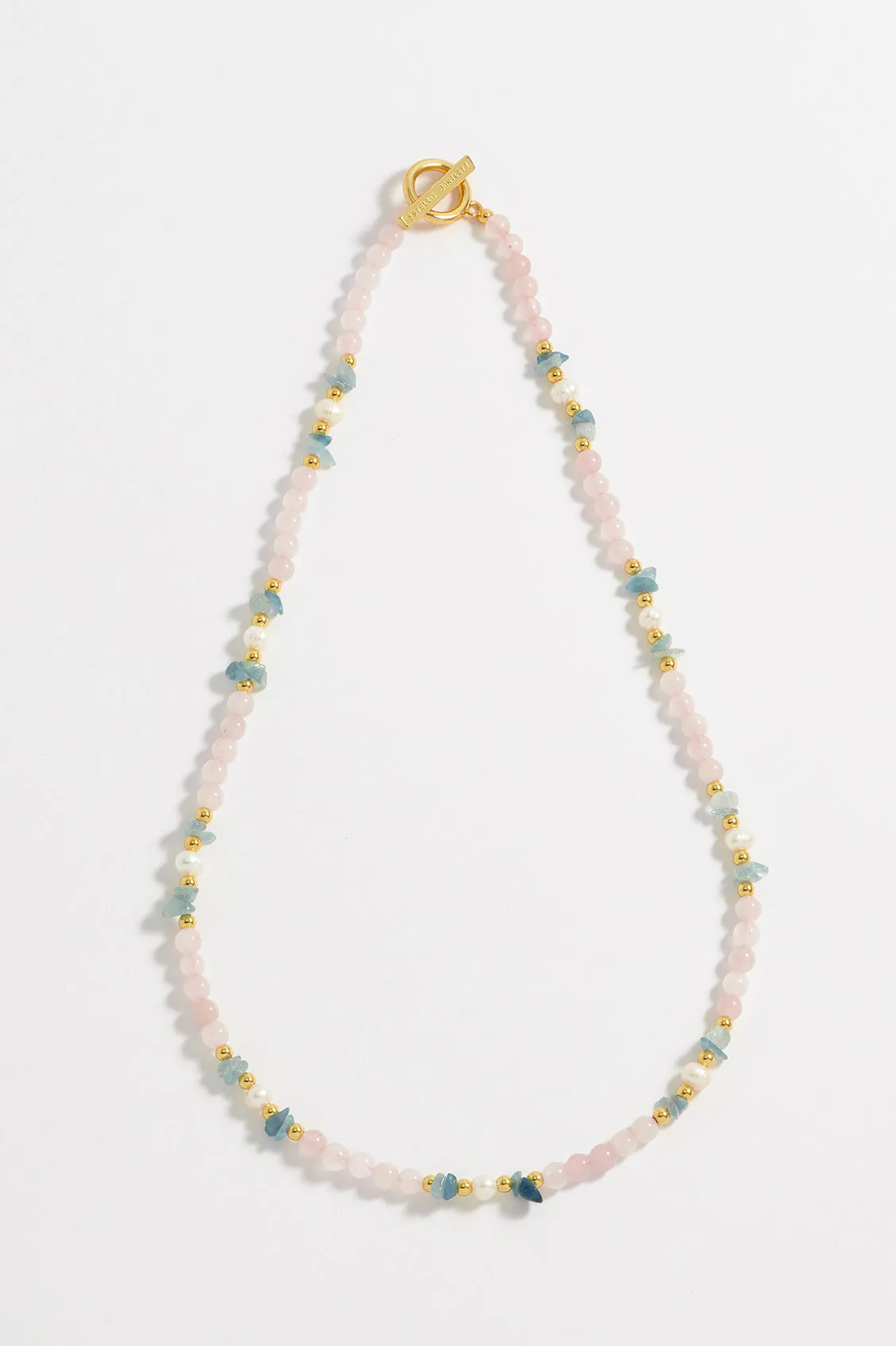 Gemstone Pearl T-Bar Necklace