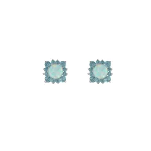 Gemstone Stud Earrings - Blue Topaz & Created Opal Fashion Stud Earrings