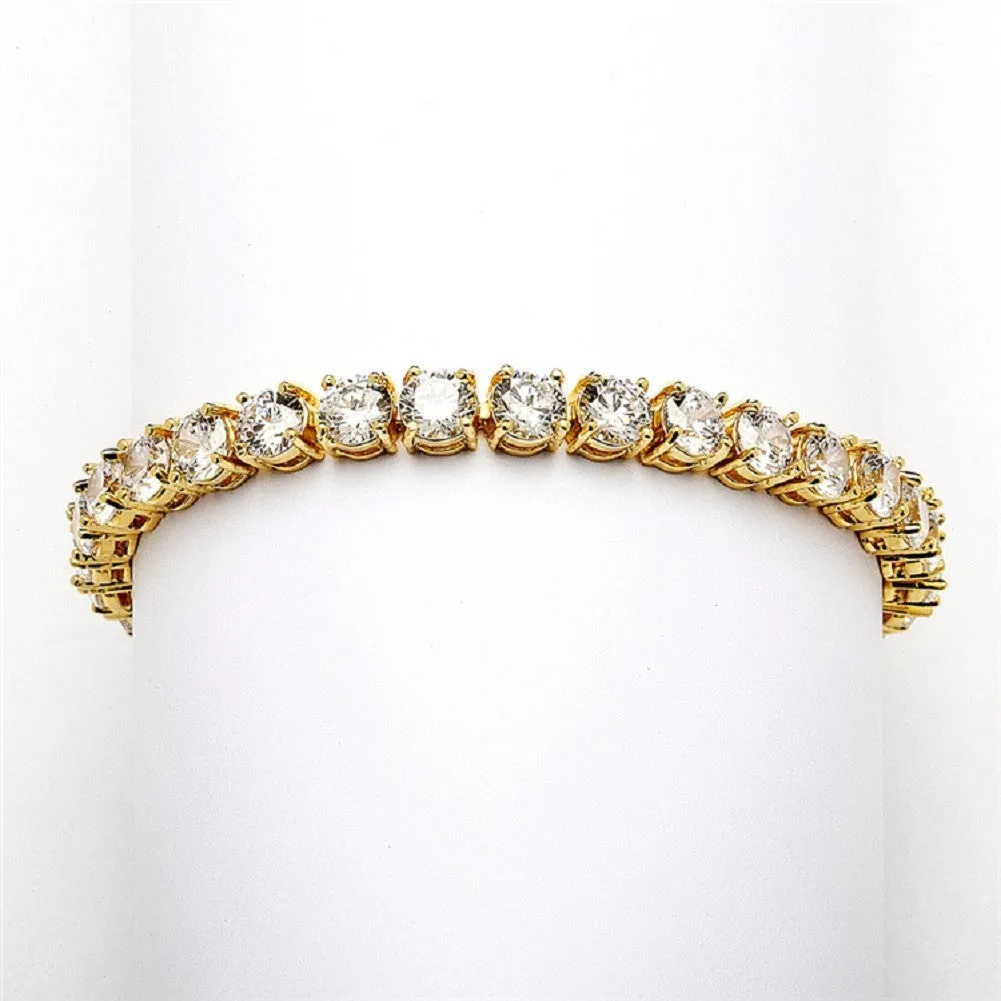 Glamorous 14K Gold Plated Bridal or Prom Tennis Bracelet in Petite Size