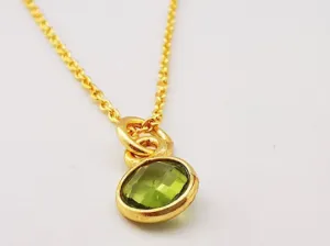 Gold Peridot Pendant Necklace