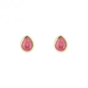 Gold Plated Birthstone July Pink Quartz Earrings E6208