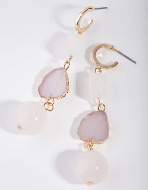 Gold Tripple Shape Drop Earrings