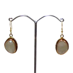 Gold White Metal Rainbow Quartz Earrings
