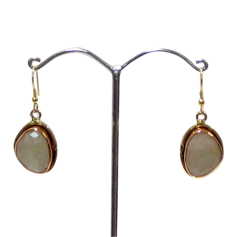 Gold White Metal Rainbow Quartz Earrings