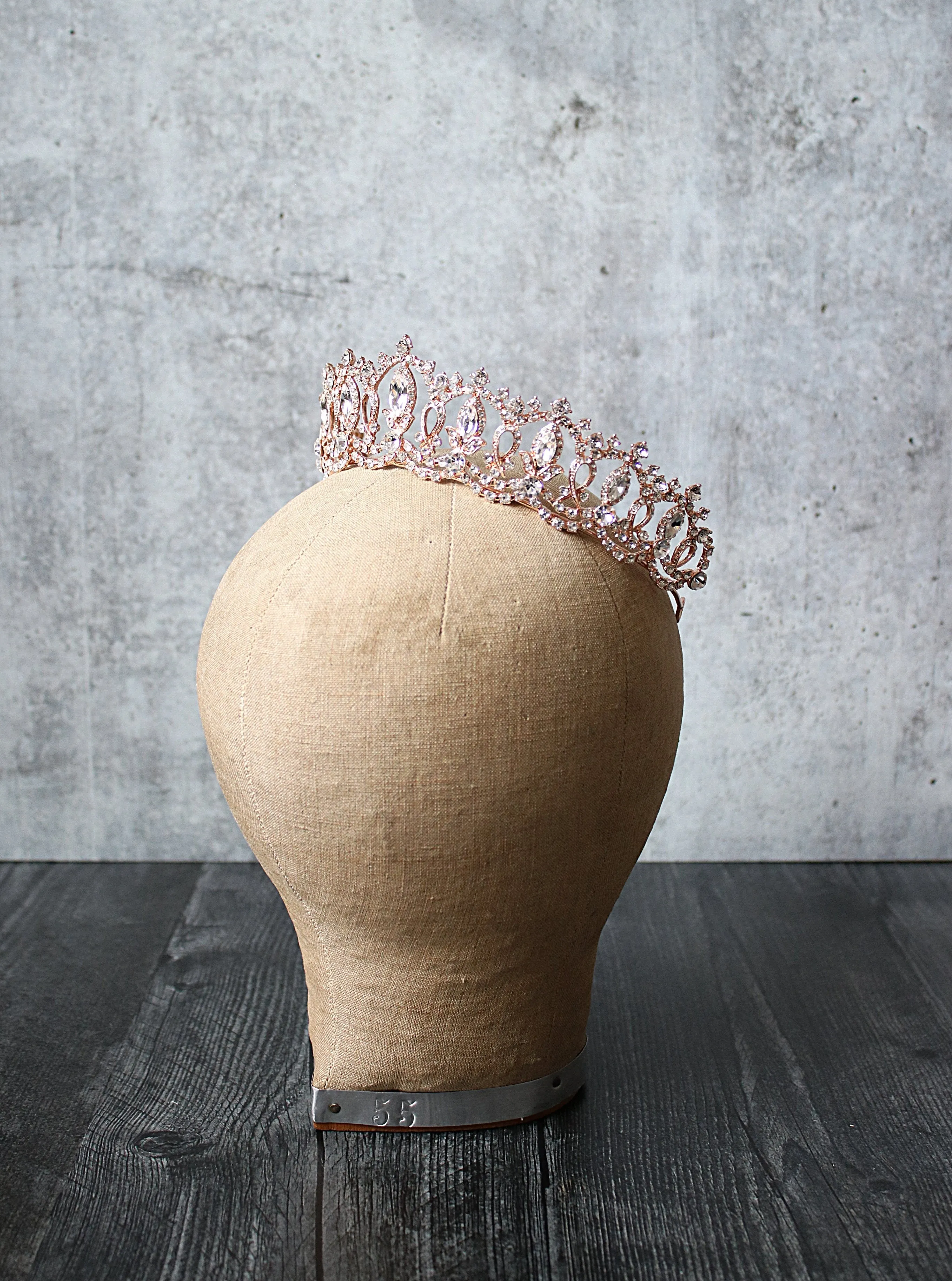 GRAND SERENA Rose Gold Tiara with Swarovski Crystal Colored Center Accent Stones