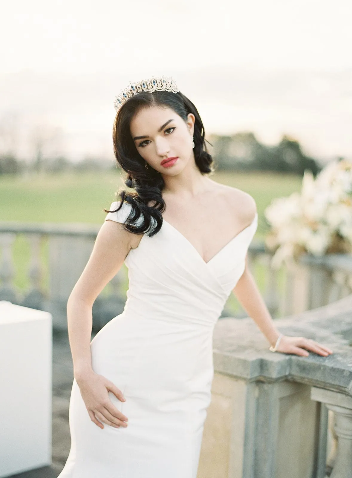 GRAND SERENA Rose Gold Tiara with Swarovski Crystal Colored Center Accent Stones
