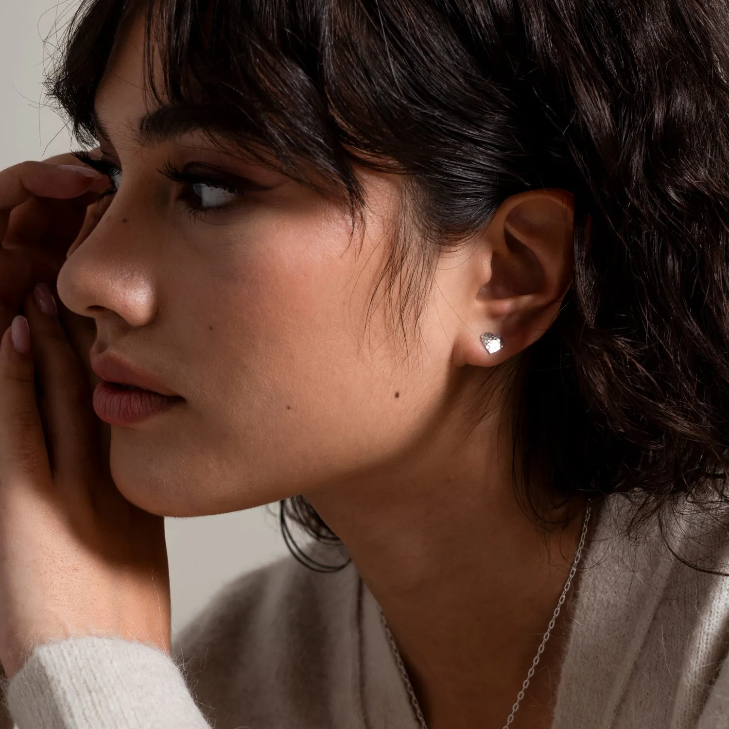 Hammered Flat Heart Nomad Studs