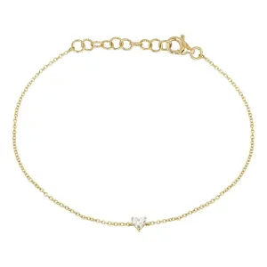 Heart Cut Diamond Charm Link Bracelet