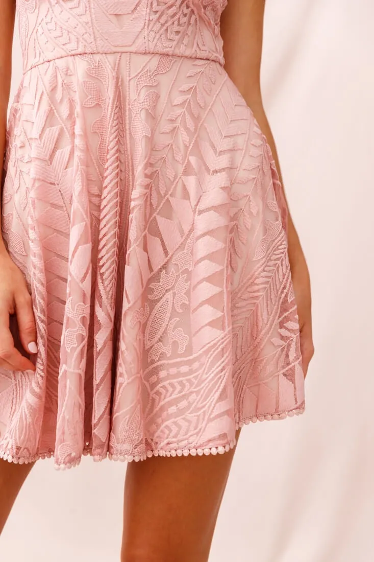 Homecoming Lace-Up Back Mesh Dress Mauve
